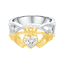 Load image into Gallery viewer, Celtic Crystal Claddagh Ring - Clear