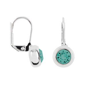 Solitaire Round Bezel Lever Back Earrings