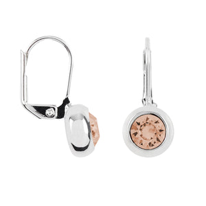 Solitaire Round Bezel Lever Back Earrings